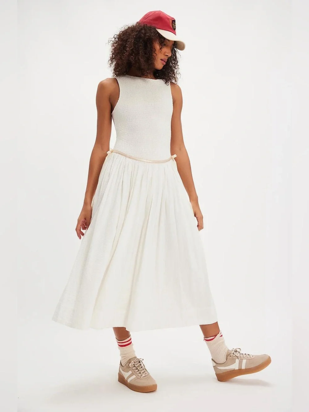 Free People Nightingale Smocked Bodice Midi Sundress size L NWT RETAILS $168